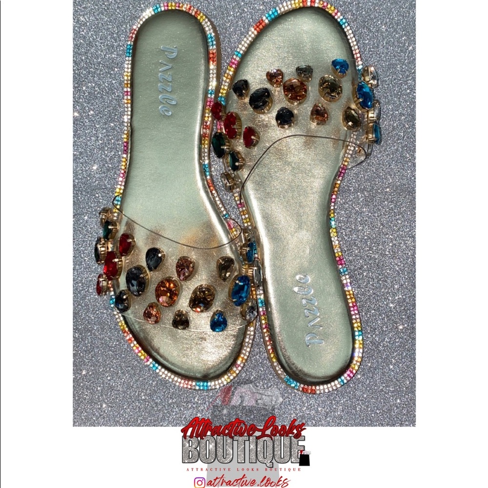 Rhinestone Detail Gold Sandals